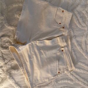 Levi's Cream High-Rise Denim Shorts